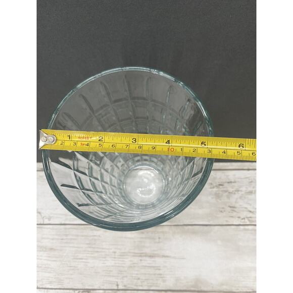 Vintage Syndicate MCM TARTAN Clear Heavy Pressed Glass 9" Cut Flower Vase USA - Picture 6 of 12